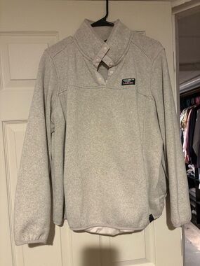 L.L. Bean Fleece Women’s Light Gray Button-Front Fleece Pullover